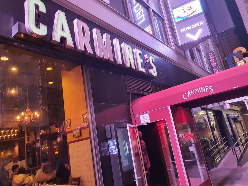 Carmine’s… restaurante italiano al estilo neoyorquino
